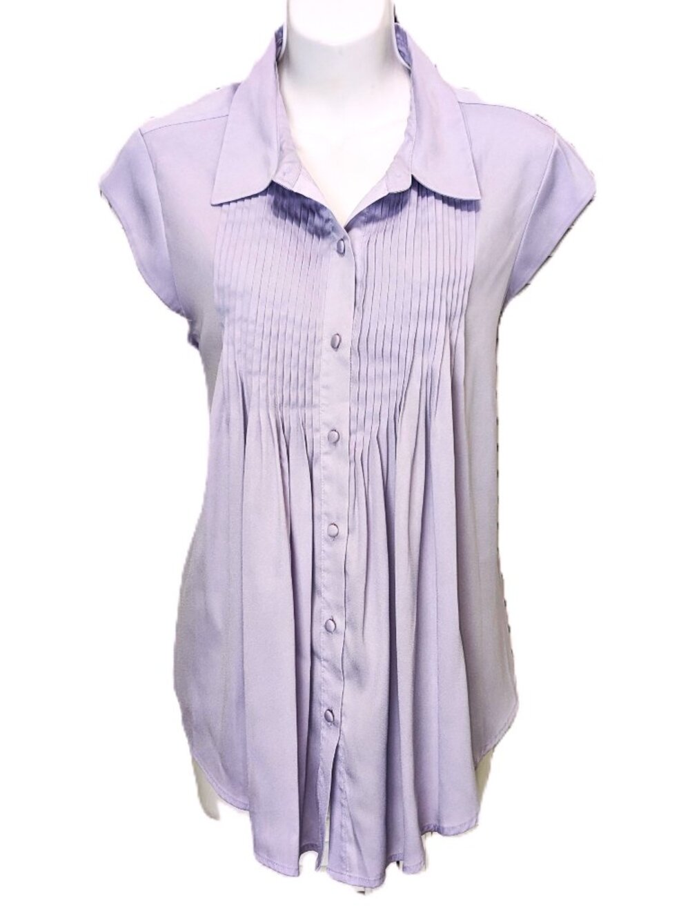 Catherine Malandrino Cap sleeve button blouse Size 12 Pale lilac color tuxedo pi